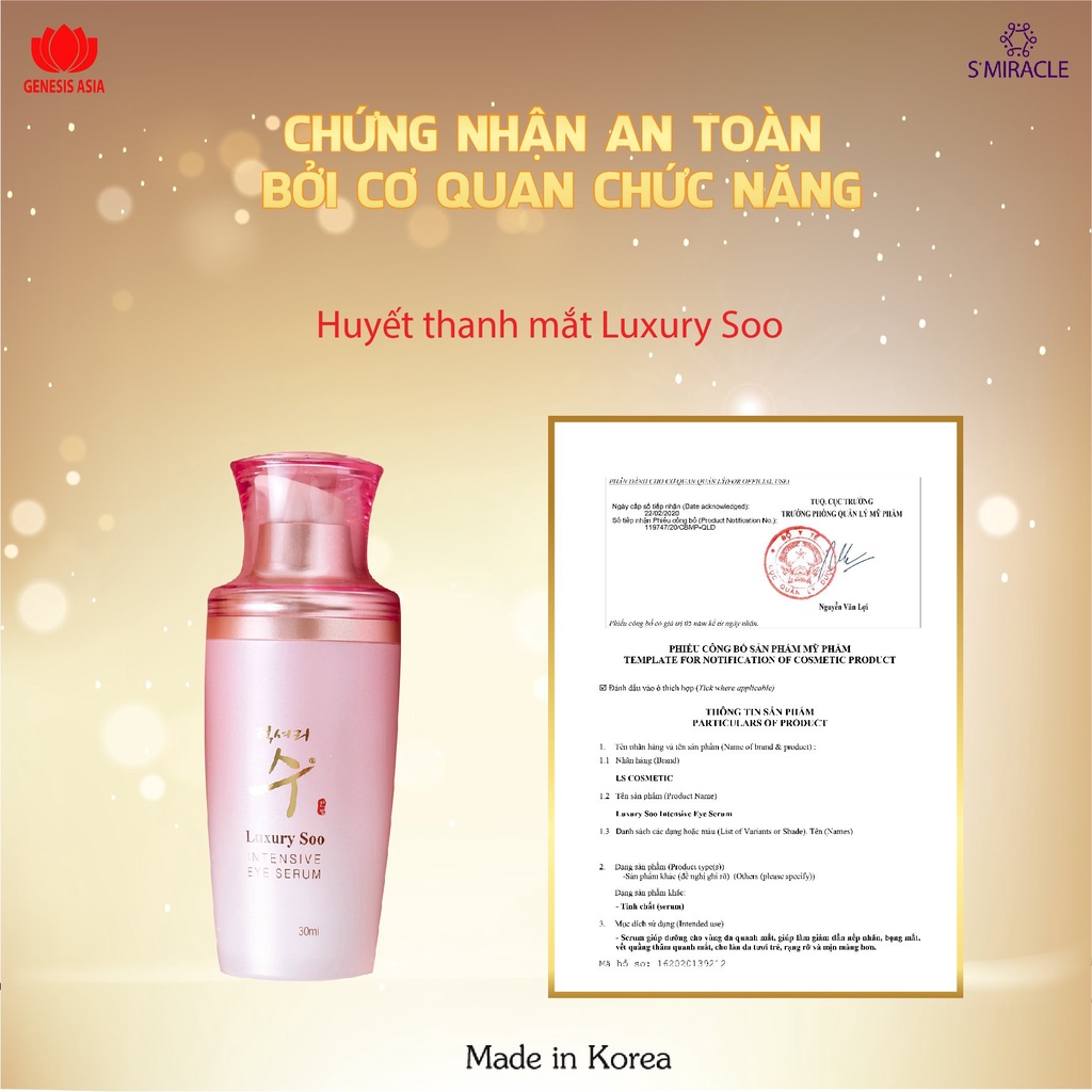 Huyết thanh dưỡng mắt Luxury Soo - S+MIRACLE - Hàn Quốc