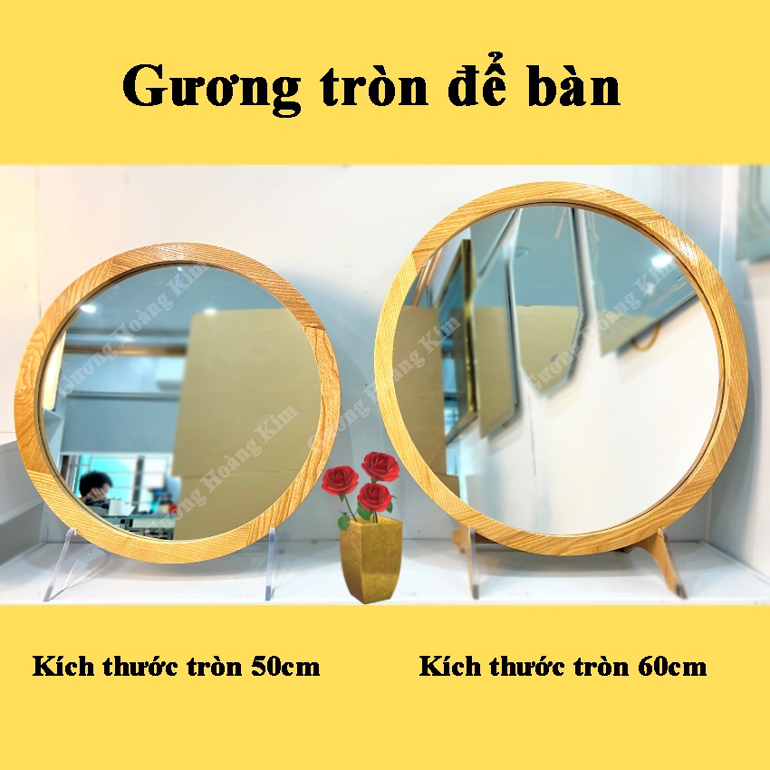 Gương để bàn trang điểm gương treo tường dây thừng makeup khung gỗ viền tự nhiên guonghoangkim KG-0005