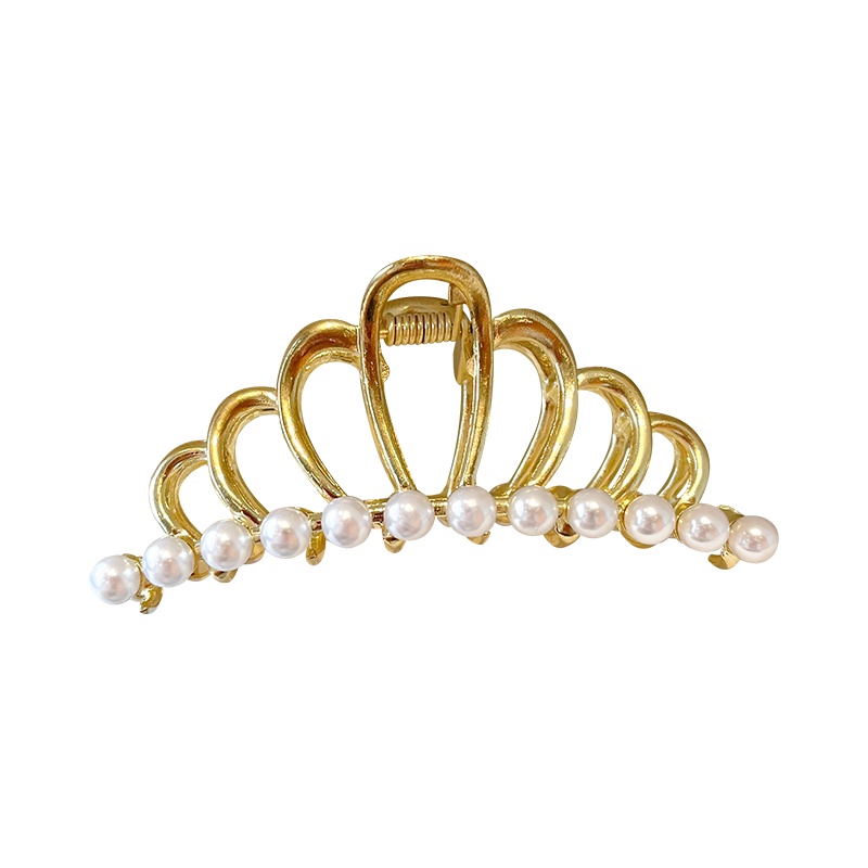 Kẹp Tóc Kim Loại Hình Hoa Đính Ngọc Trai Phong Cách vintage Hàn Quốc Cho Nữ