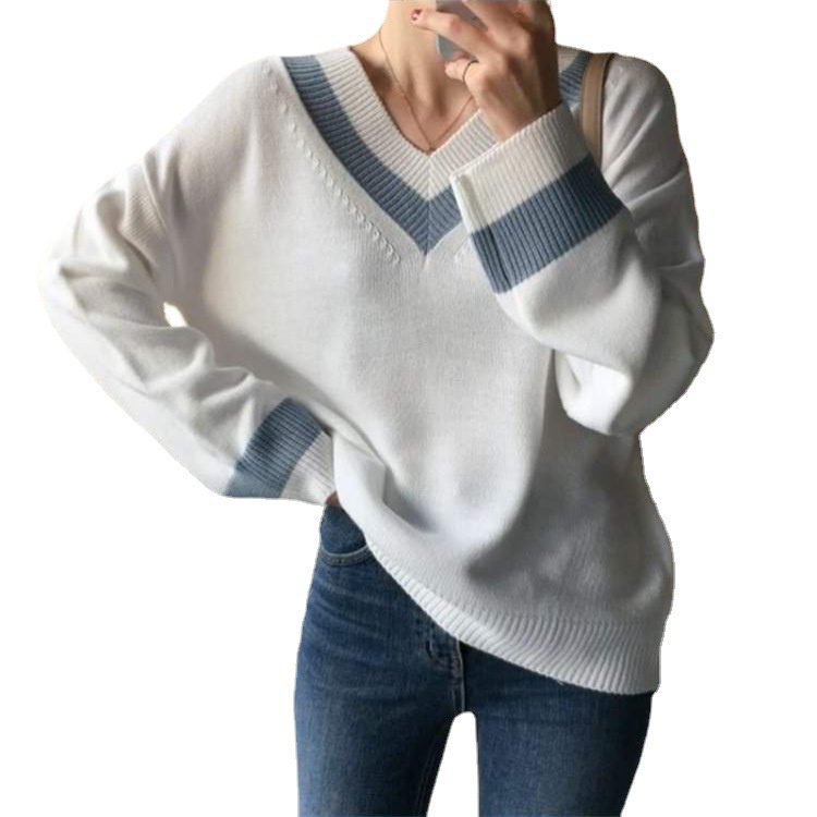 Áo Len Cổ V Form Rộng Hàn Quốc Áo Dệt Kim Tay Dài dáng rộng ulzzang Quảng Châu | BigBuy360 - bigbuy360.vn