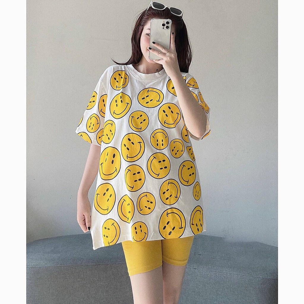 Sét Bộ Đùi From Rộng In Mặt Cười Ngược Thời Trang Nữ Sam Closet Free Size 40-55kg