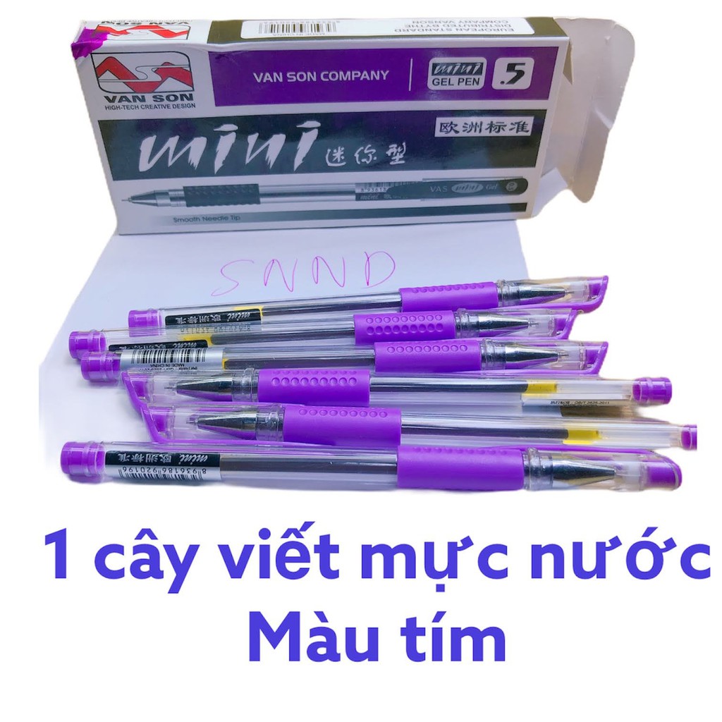 1 cây viết mực nước màu tím hiệu mini đầu viết 0.5 mm