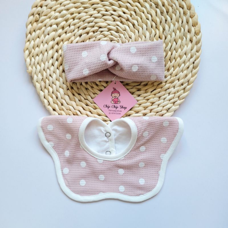 Set Yếm cổ Hoa, Yếm 360 độ mix turban chất Waffle Hàn