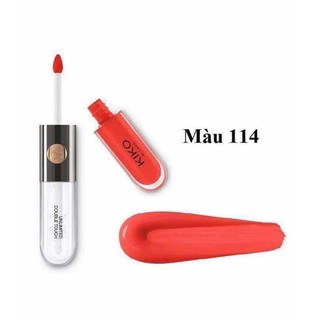 Son Kiko 114 Orange Red - đỏ cam quyến rũ với 2 đầu trong 1 thỏi son