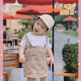 Yếm dạ kẻ nâu vintage