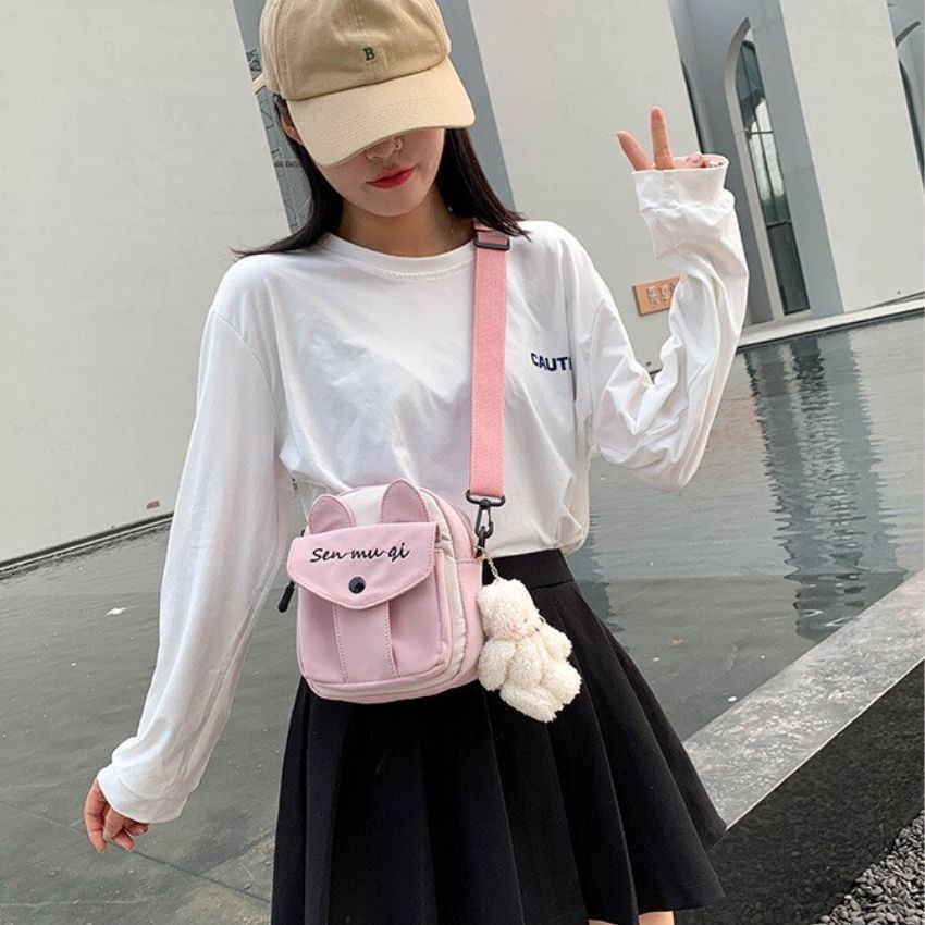 Túi vải tote mini đeo chéo chống nước nam nữ phong cách ulzzang TAHA