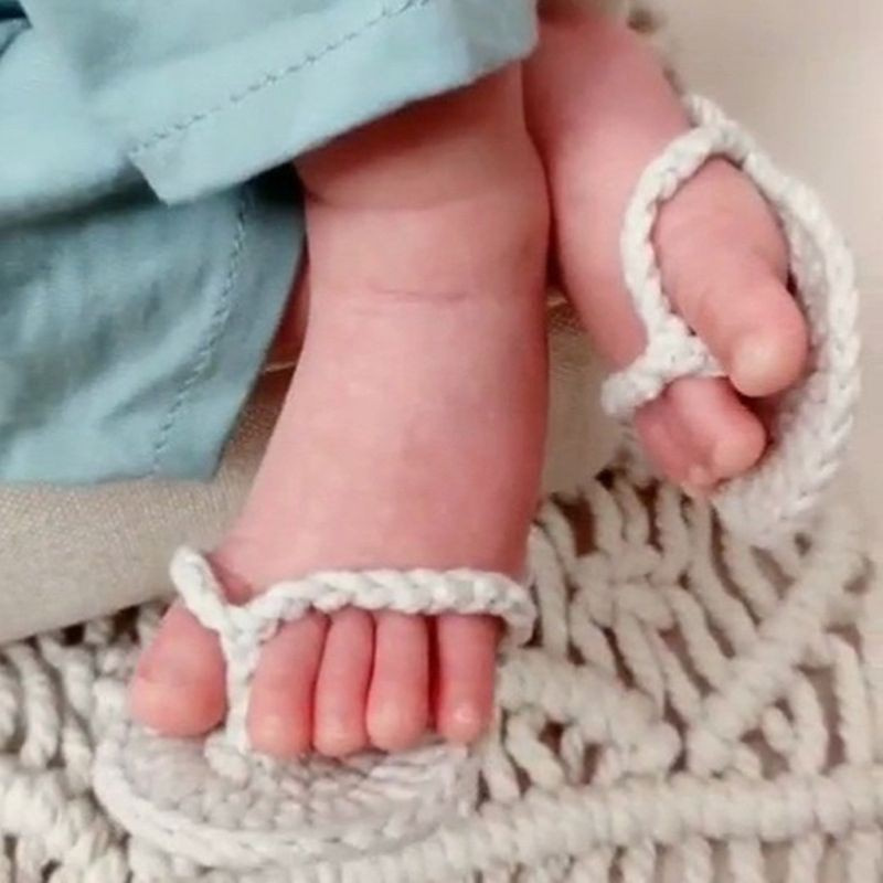 Dép Đan Móc Thủ Công Dùng Làm Đạo Cụ Chụp Ảnh Cho Bé Sơ Sinh Mới Sinh