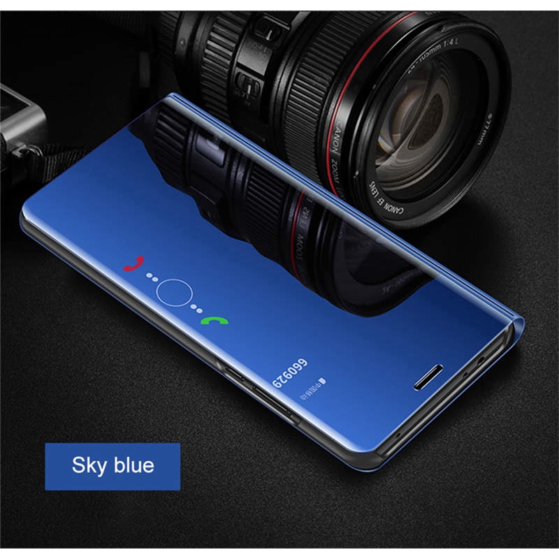 Bao da điện thoại màu trơn tráng gương sang trọng cho Samsung Galaxy A50 A40 A70 A30 A20 A60 A10 A50s A80