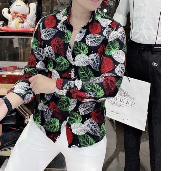 ÁO SƠ MI NAM NỮ TAY DÀI HOẠ TIẾT 3D LỤA CAO CẤP, ÁO SƠ MI NAM, ÁO SƠ MI NỮ, ÁO SƠ MI CẶP, HOẠ TIẾT LÁ FORM ÔM ĐẸP | BigBuy360 - bigbuy360.vn