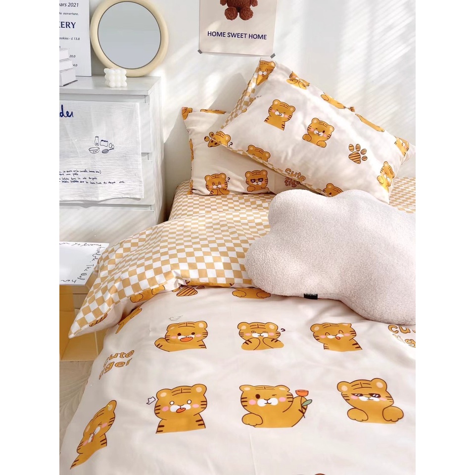 bộ chăn ga gối cotton living  lonaabedding  hổ vàng style tiger ( full size)