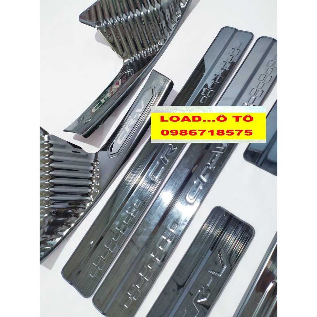 Ốp Bậc Cửa, Nẹp Bước Chân Xe Honda CRV 2022-2018 Trong, Ngoài Vân Titan Xước Cao Cấp