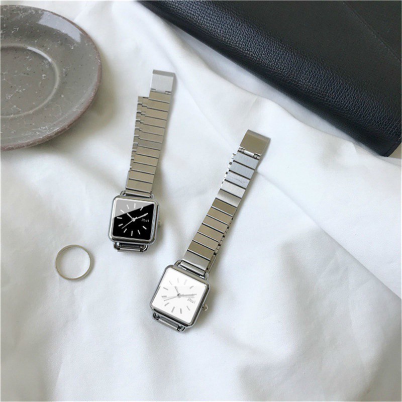 Đồng hồ quartz cho nữ mặt vuông chất liệu thép không gỉ