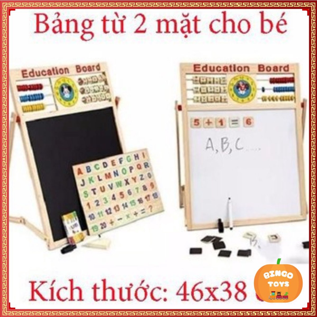 Bảng Gỗ Chữ Cái 2 Mặt Nam Châm Cho Bé Học Chữ Số