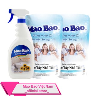 Combo 01 chai nước tẩy nhà tắm Mao Bao 600ml + 02 túi nước tẩy nhà tắm Mao Bao 600ml (B)