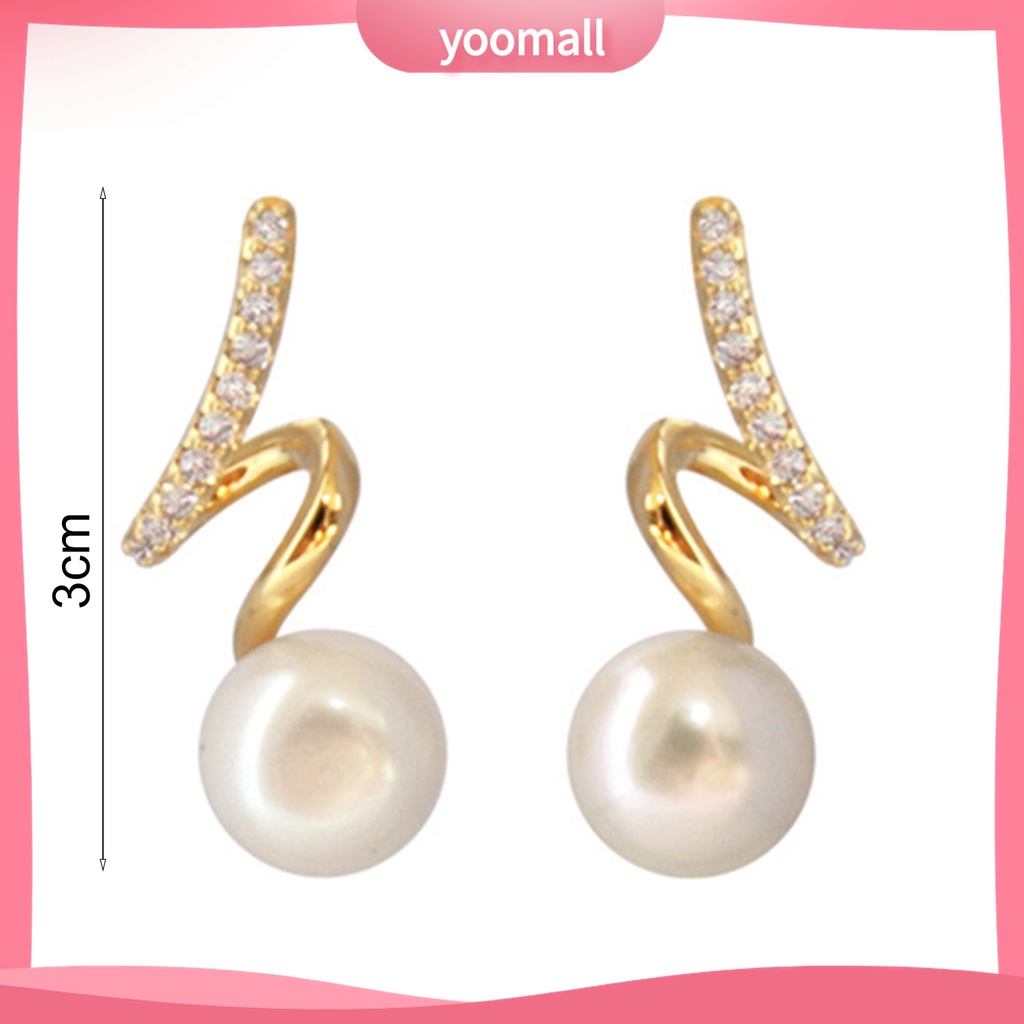 Yomall♡ 1 Đôi Bông Tai Đính Ngọc Trai Giả Phong Cách Hàn Quốc