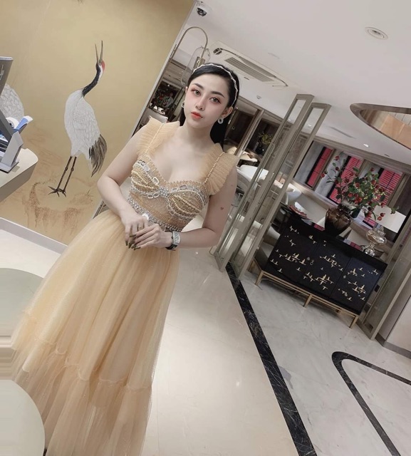 anh vaf video that 1000%  Đầm xoè kim tuyếnđính đá