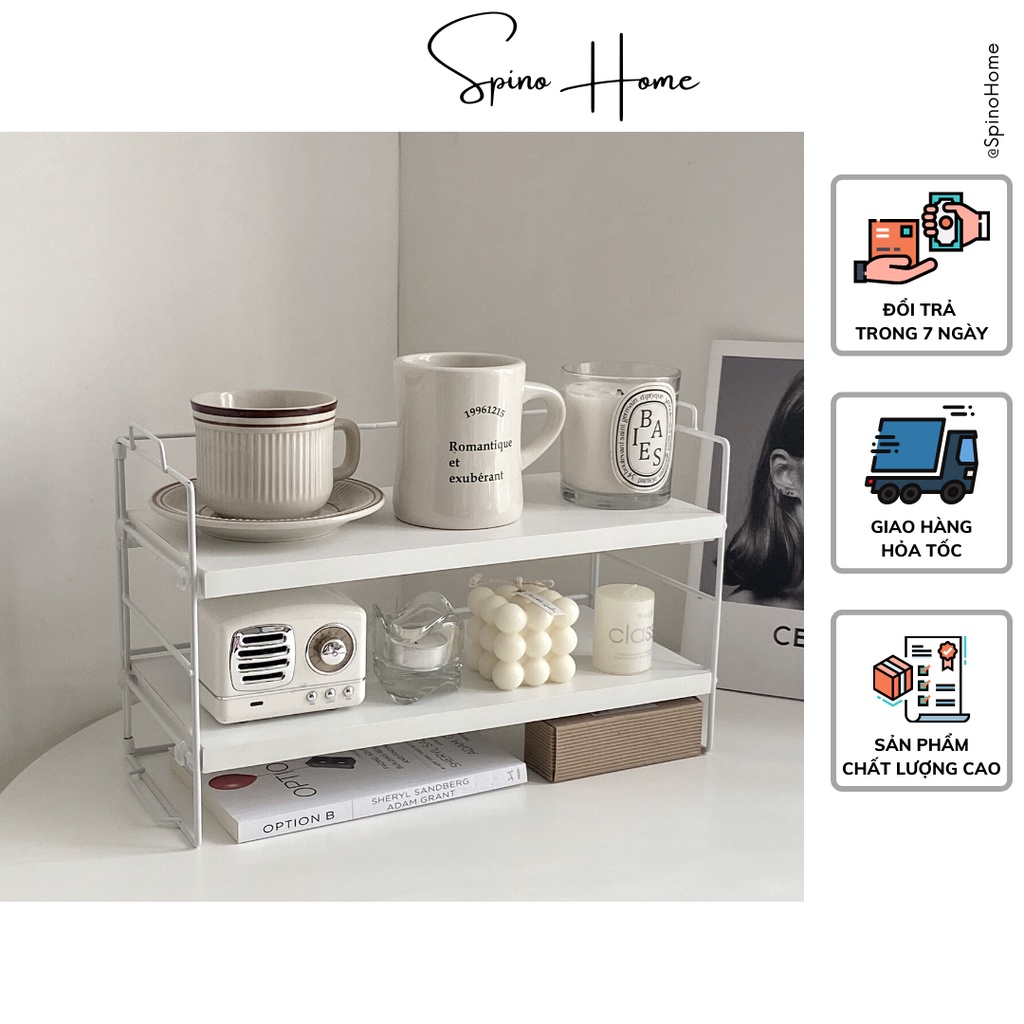Kệ sách Spino Home để bàn làm việc kệ mỹ phẩm bằng gỗ cao cấp điều chỉnh kích thước phong cách Bắc Âu