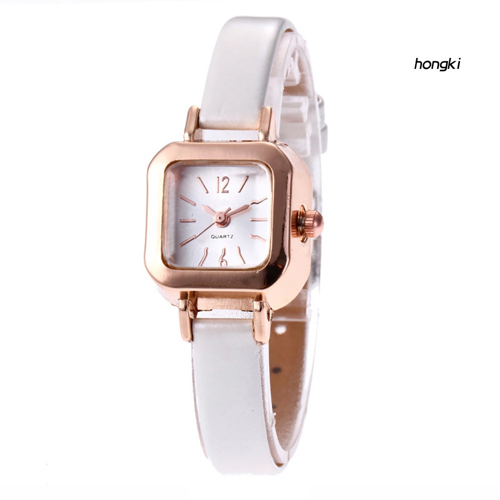 Đồng Hồ Đeo Tay Có Dây Đeo Bằng Da Giả Và Mặt Đồng Hồ Hình Vuông Màu Trơn Thời Trang Cho Nữ | BigBuy360 - bigbuy360.vn