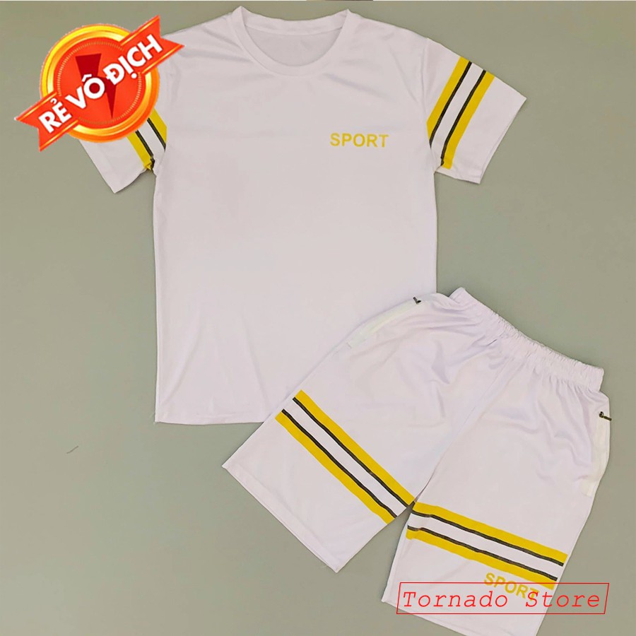 Bộ Đồ Nam, bộ thể thao nam xuất khẩu vải thun lạnh mặc mát - Bộ Sport Trắng