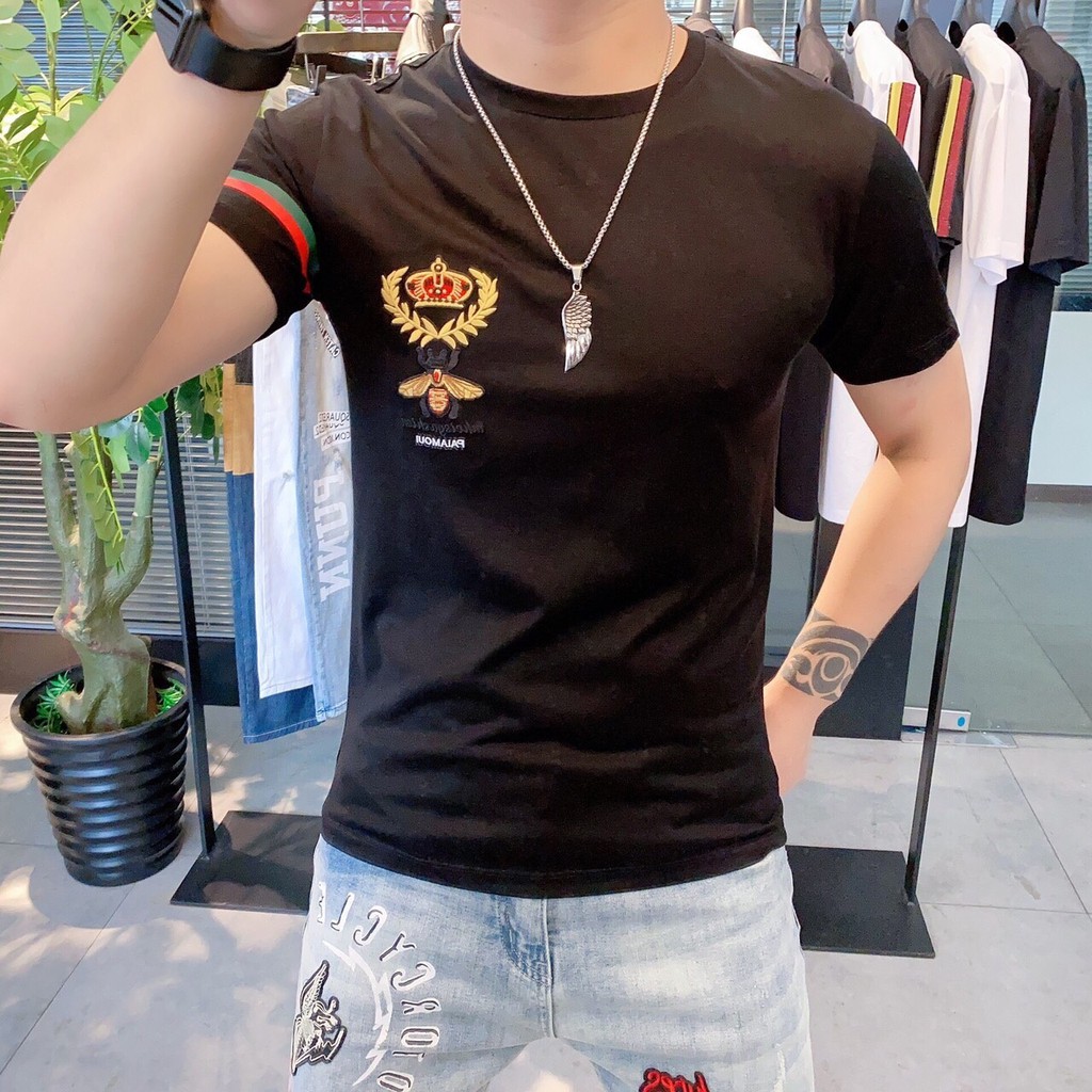 Áo thun nam cổ tròn màu đen ngắn tay phong cách hàn quốc MURADFASHION MS20744