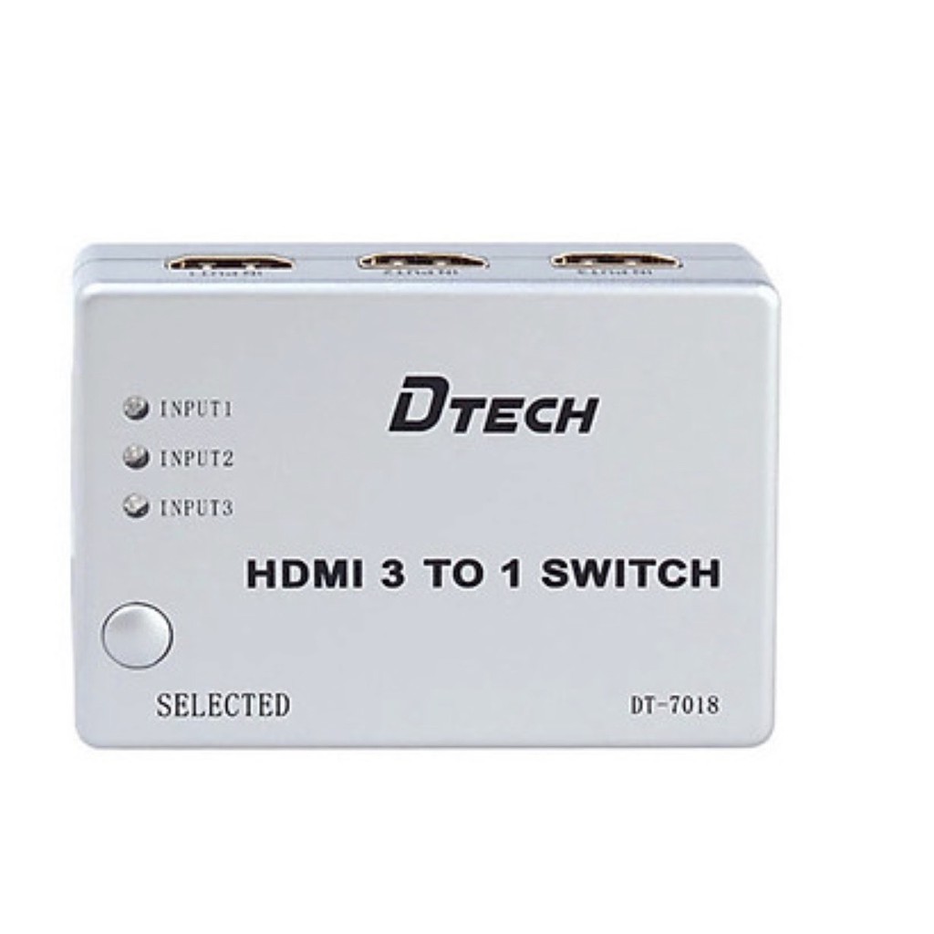 [Mã ELHACE giảm 4% đơn 300K] Bộ gộp HDMI 3 vào 1 ra (có Remote) Dtech DT-7018 chính hãng