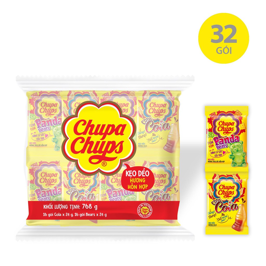 Kẹo Dẻo Chupa Chups Hương Hỗn Hợp Gấu Panda & Cola (32 gói)