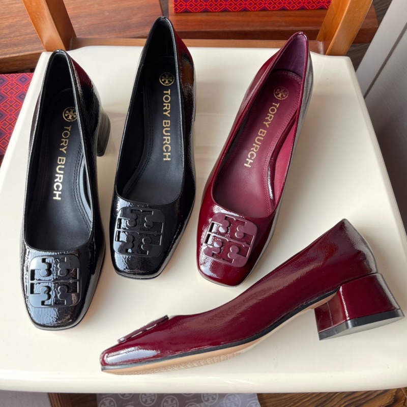 Giày cao gót mũi vuông da thật cao cấp thương hiệu Tory Burch