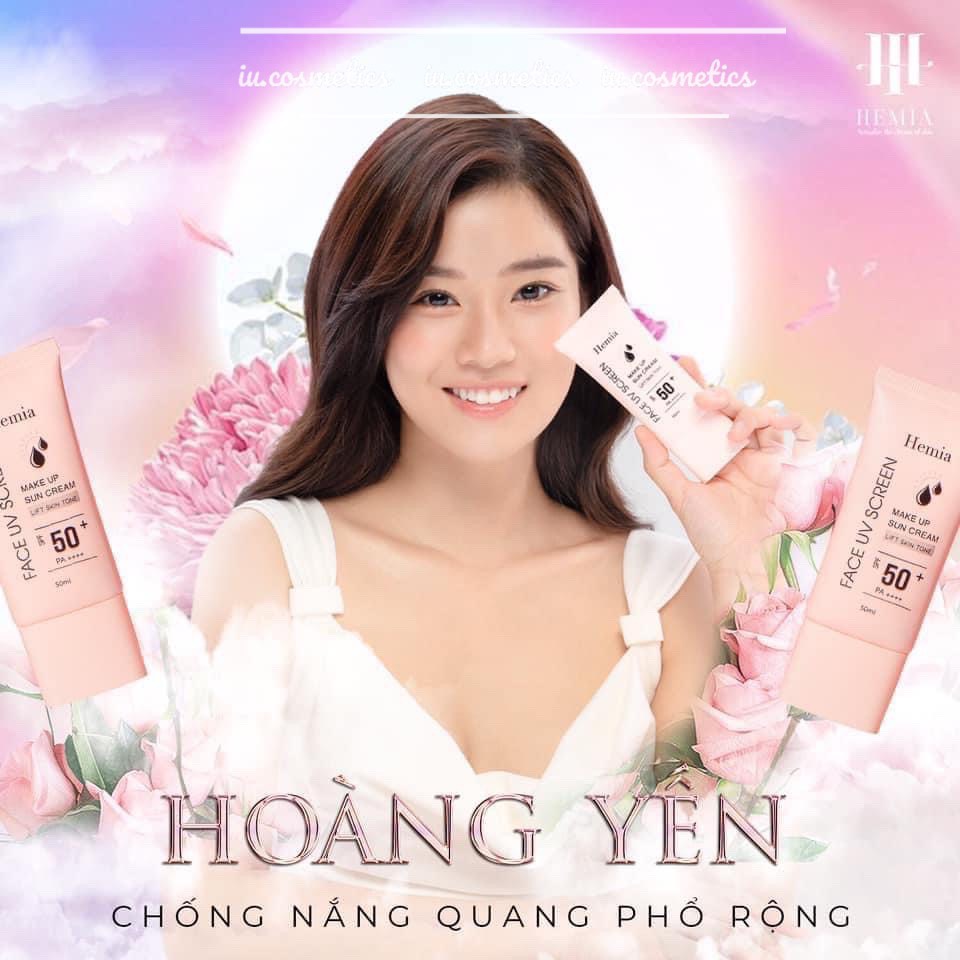 Kem chống nắng HEMIA dưỡng trắng nâng tone SPF50+ 100% tự nhiên - iu.cosmetics