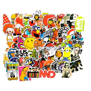 Bộ 56 Sticker Phim Hoạt Hình dán trang trí Macbook, Vali, Mũ bảo hiểm, Điện thoại, Laptop...