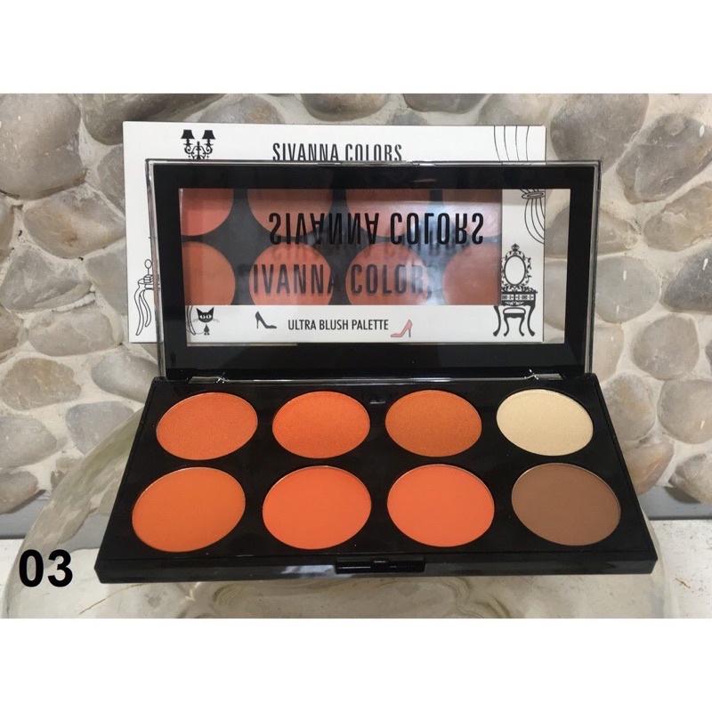 Bảng Phấn Má Hồng Và Tạo Khối 8 Ô Sivanna Ultra Brush Palette HF319