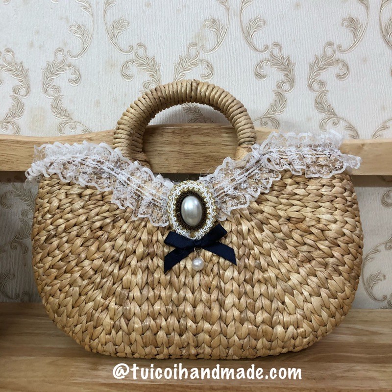 Túi cói đi biển, túi cói handmade, giỏ lục bình trang trí nhiều mẫu đẹp