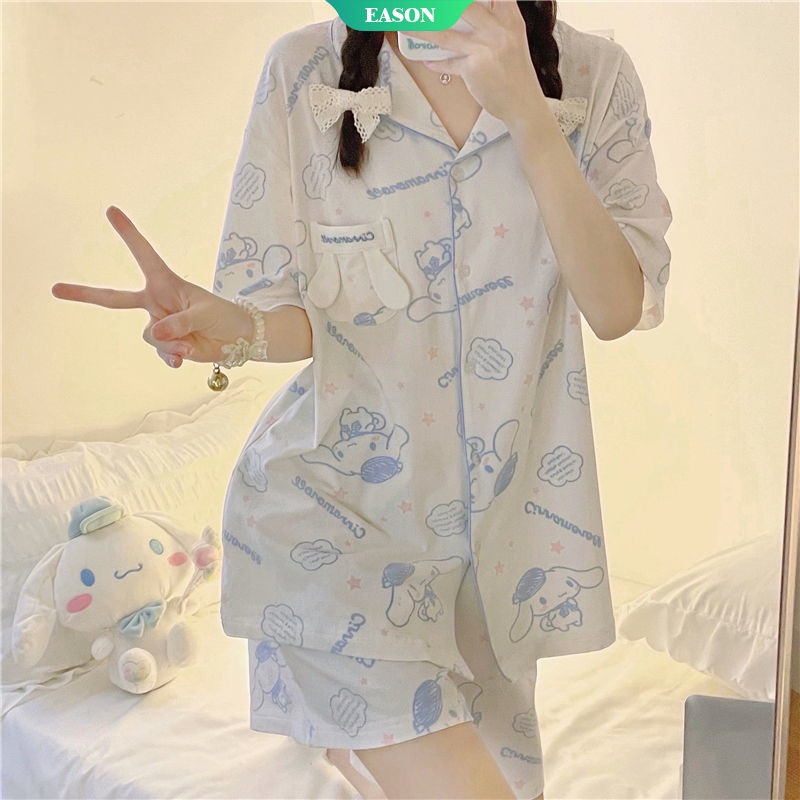 Bộ Đồ Ngủ In Họa Tiết Hoạt Hình Cinnamoroll Phong Cách Nhật Bản Dễ Thương Dành Cho Nữ