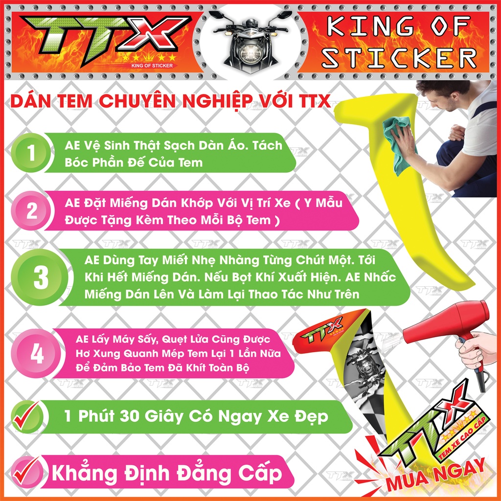 Tem xe sirius nano đen đỏ , Team sirius đỏ đen nano spack siêu đẹp , Shop Tem dán xe sirius đen đỏ (S052/A1)