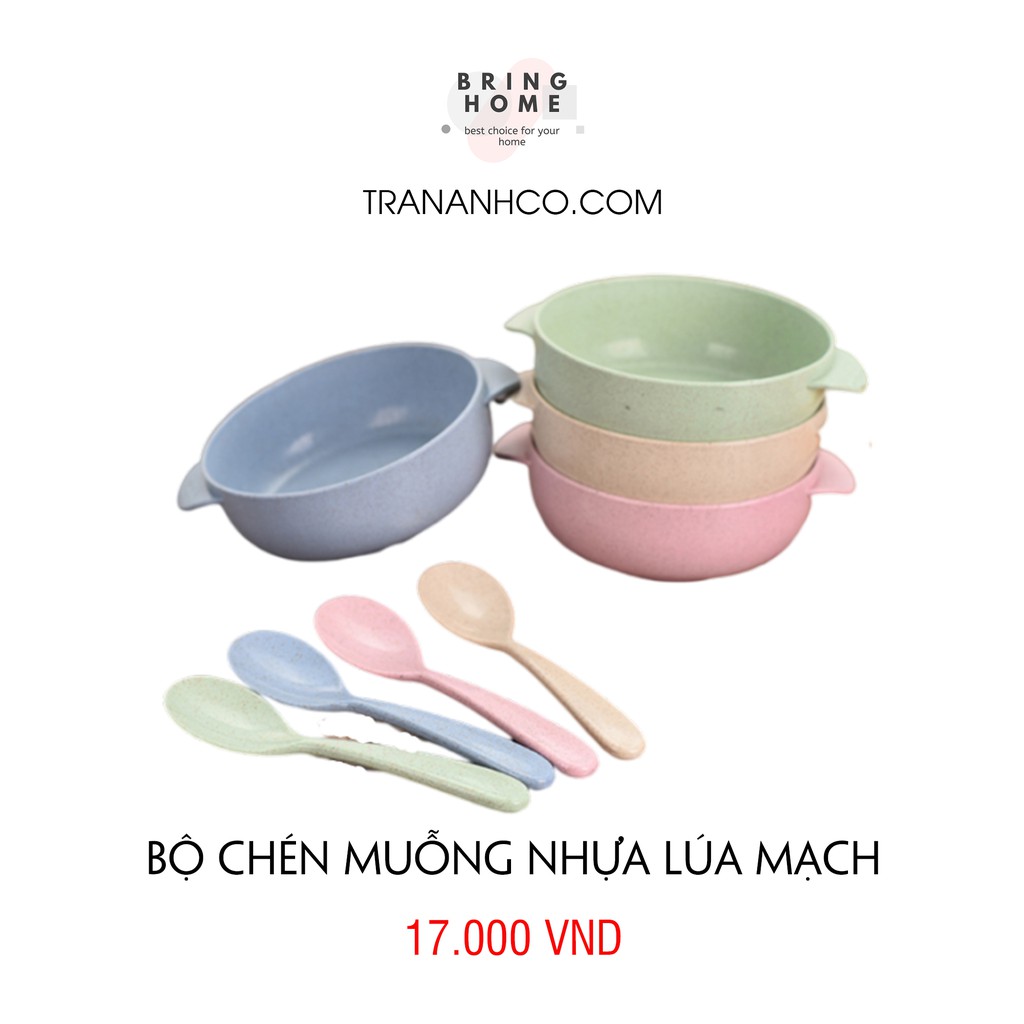 Bộ chén muỗng nhựa lúa mạch