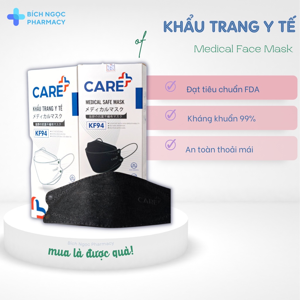 Khẩu trang KF94 Màu Đen - Kiểu dáng 4D hàn quốc Hộp 20 cái - Đạt tiêu chuẩn FDA