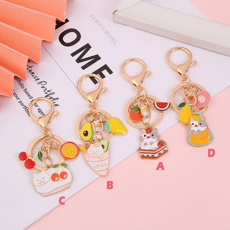 Móc Khóa Hợp Kim Tráng Men Hình Mèo Hoạt Hình Dễ Thương