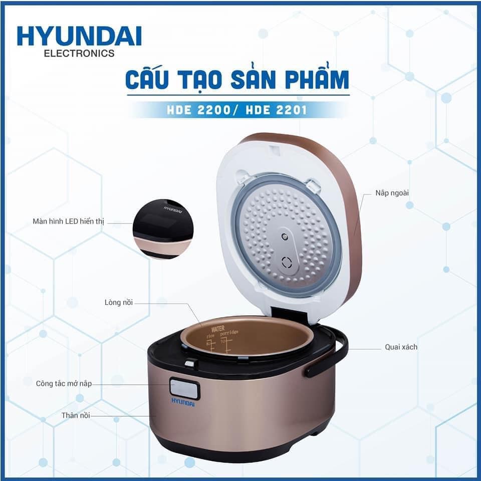 Nồi Cơm Điện Cao Tần 2 Dung Tích HYUNDAI Hàn Quốc - HDE 2201G. Nồi Nấu Cơm Gạo Lứt Ngon.