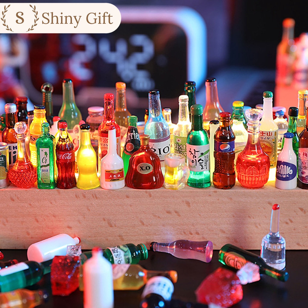 Đèn trang trí thủ công DIY chai rượu tí hon mini bar size 15cm, 20cm