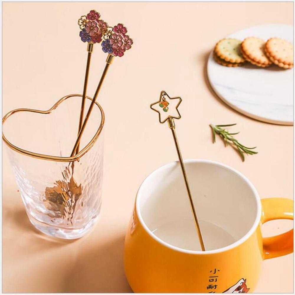 Muỗng Uống Cà Phê Bằng Thép Không Gỉ|Nĩa Khuấy Trái Cây Hình Ngôi Sao Năm Cánh