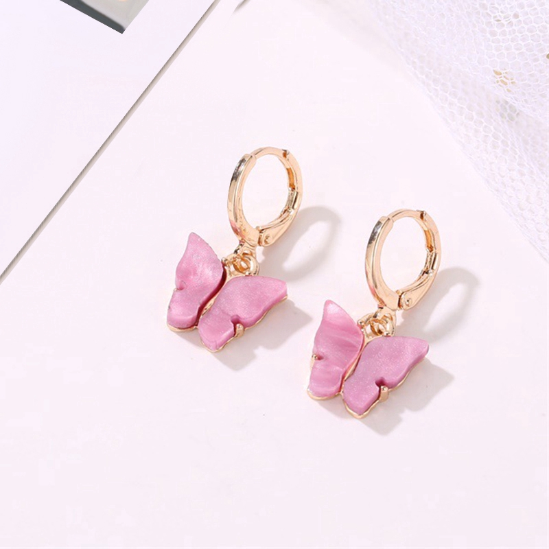 New Women's Earrings Fashion Color Acrylic Butterfly Stud Earrings Animal Sweet Colorful Stud Earrings Girls Jewelry CEP