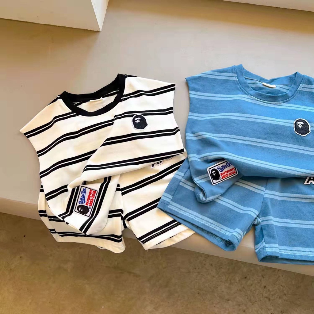 Hàng Mới Về Set Áo Thun Ba Lỗ Và Quần Short Kẻ Sọc Mềm Mại Thời Trang Mùa Hè Cho Bé Trai