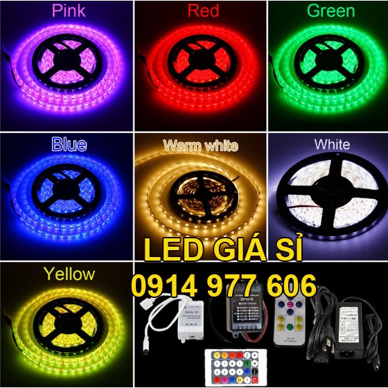 💥Giá Sỉ💥 LED dây 12V, 5050, cuộn 5m, phủ silicon chống nước IP65, 1 mặt dán, RGB nhiều màu quay tiktok