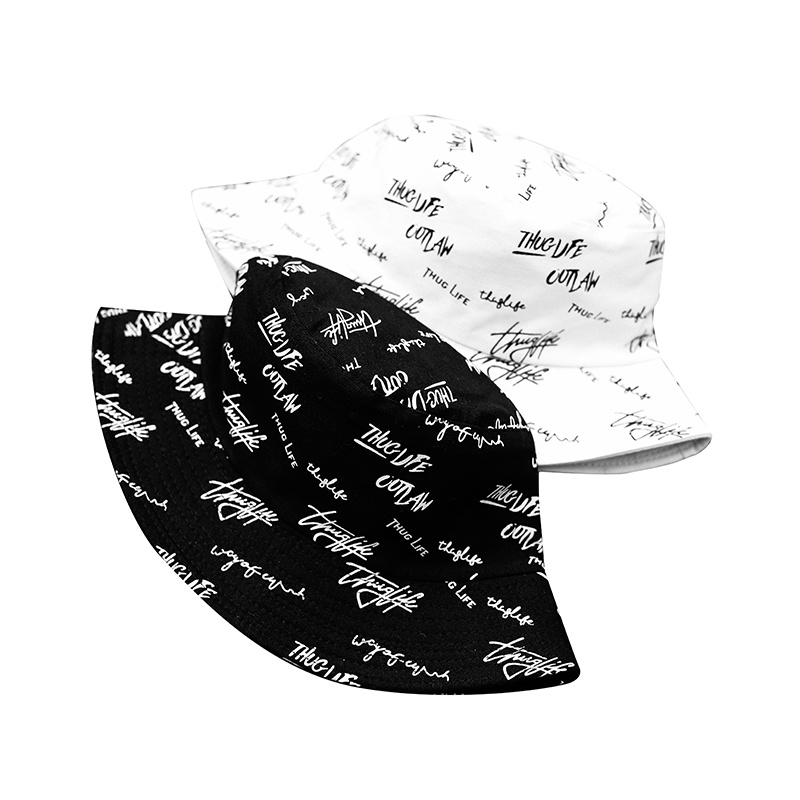 Mũ Tai Bèo Hai Mặt In Chữ Graffiti Phong Cách Hàn Quốc Dễ Phối Đồ Cho Nam Sinh