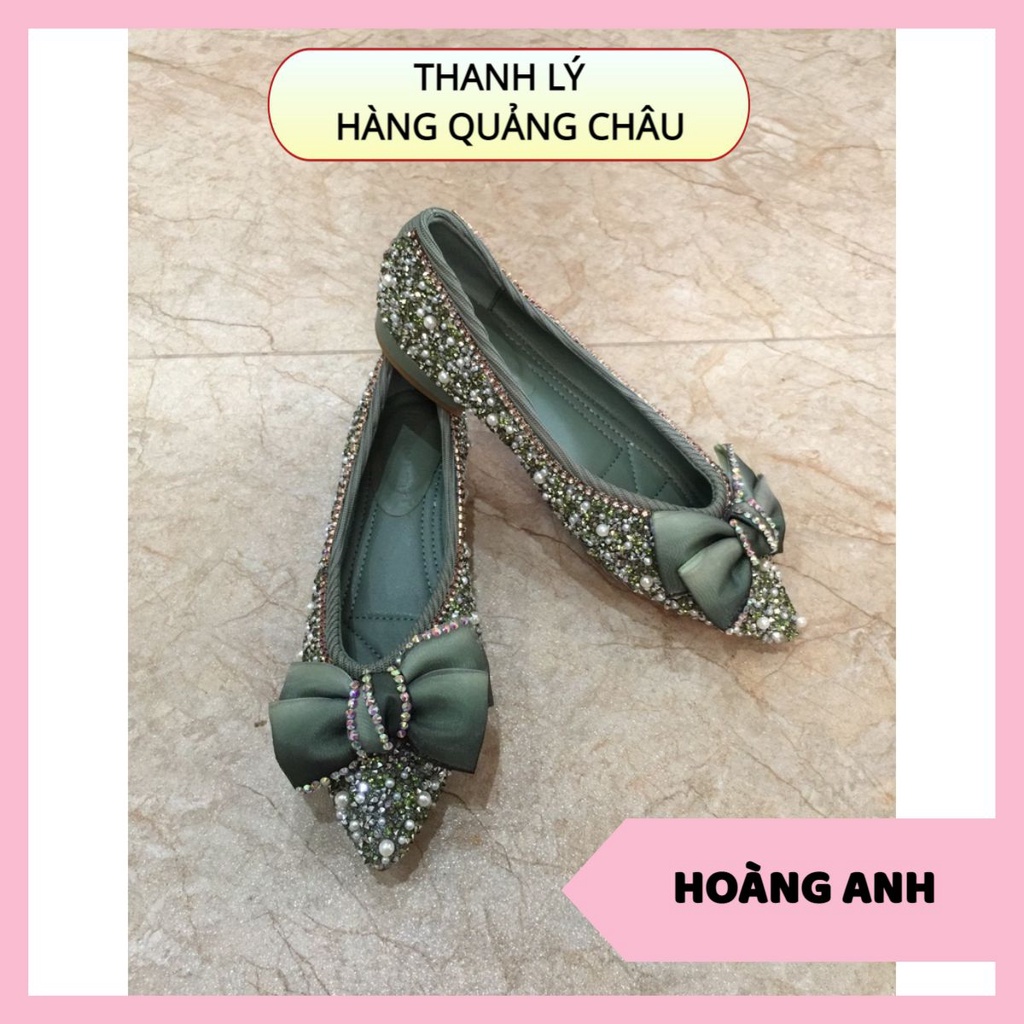⚠️ THANH LÝ - HÀNG QUẢNG CHÂU ⚠️ Giày bệt đính đá gắn nơ màu xanh M156 thời trang 2022