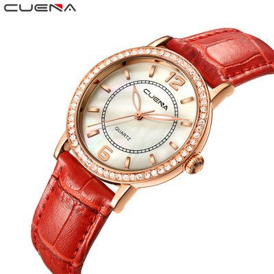 Đồng hồ nữ CUENA 6626 viền đính đá cực xinh + tặng áo phông | BigBuy360 - bigbuy360.vn