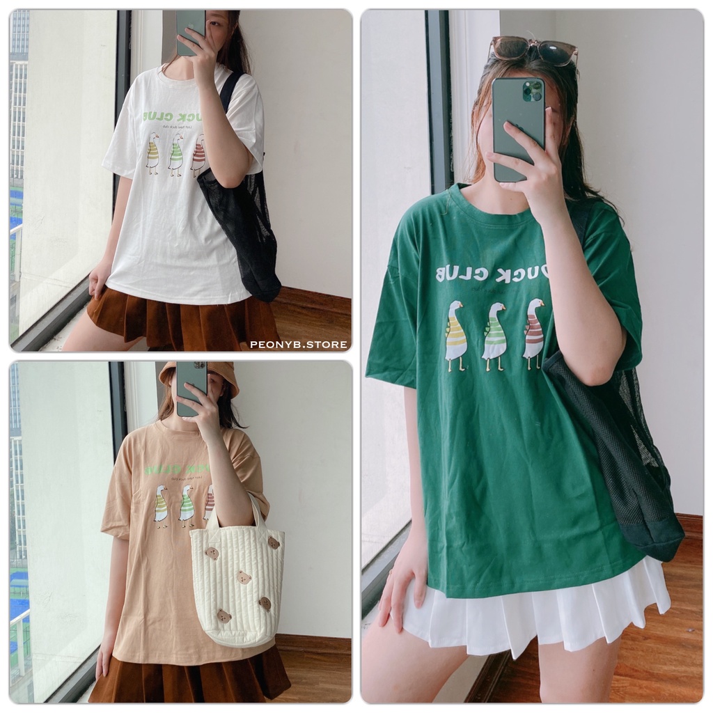 Áo Thun 3158 Đoàn Vịt Club PEONYB Nữ [FREESHIP]  Phông form rộng tay lỡ in hình vintage đường phố hàn quốc Ulzzang
