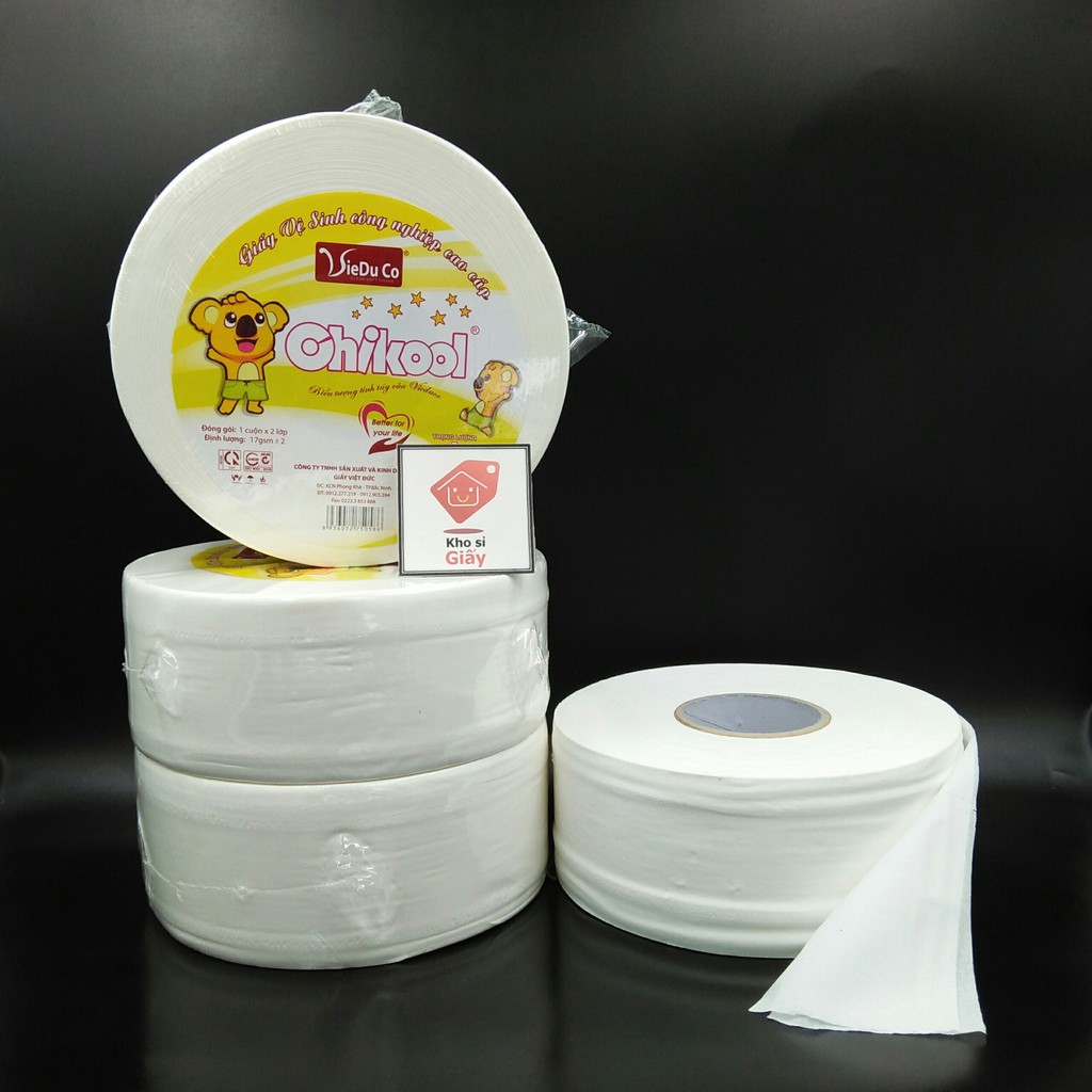 Combo 4 cuộn giấy vệ sinh công nghiệp 700g cao cấp Chikool - Giấy cuộn loại 1