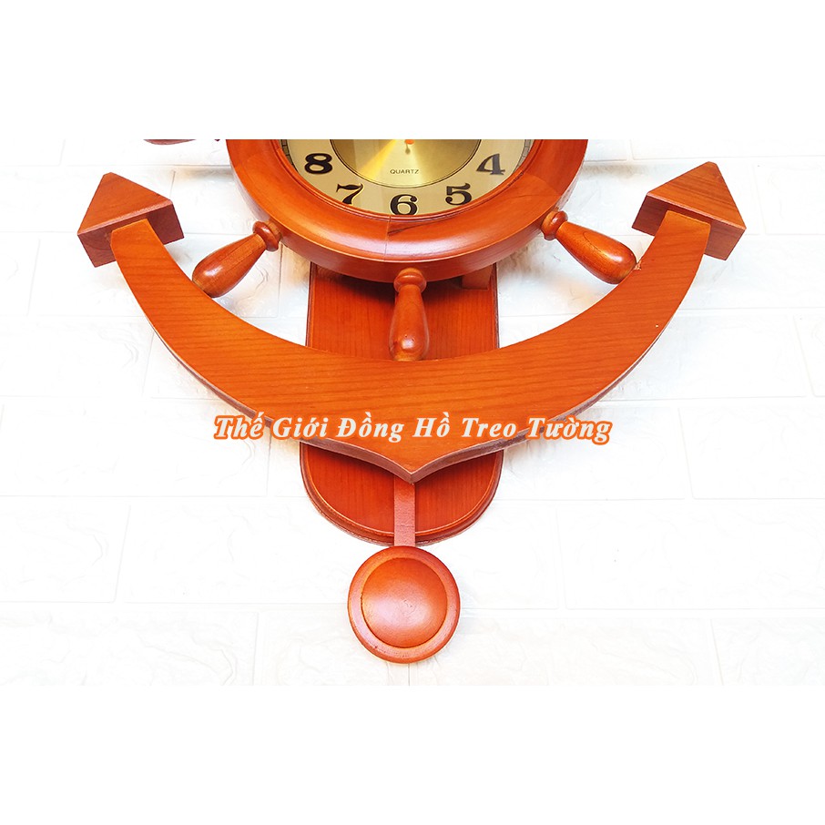 Đồng Hồ QUẢ LẮC và NHẠC GÕ GOONG bằng GỖ Tự Nhiên hình MỎ NEO – Tặng Pin Maxell – Bảo Hành 1 Năm