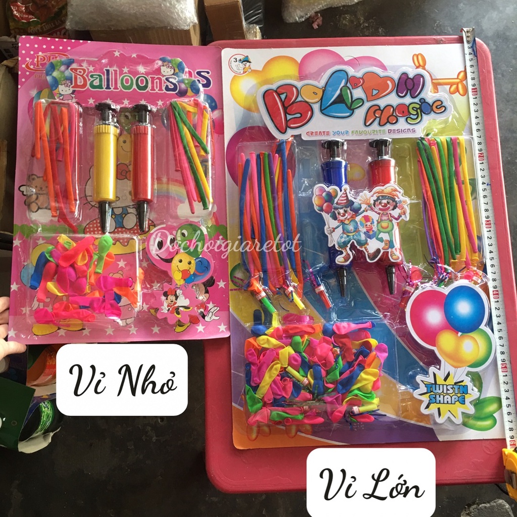 Vỉ Đồ Chơi Bong Bóng Balloon Dài Tạo Hình Nghệ Thuật Tặng Kèm Dụng Cụ Bơm Dành Cho Bé Con
