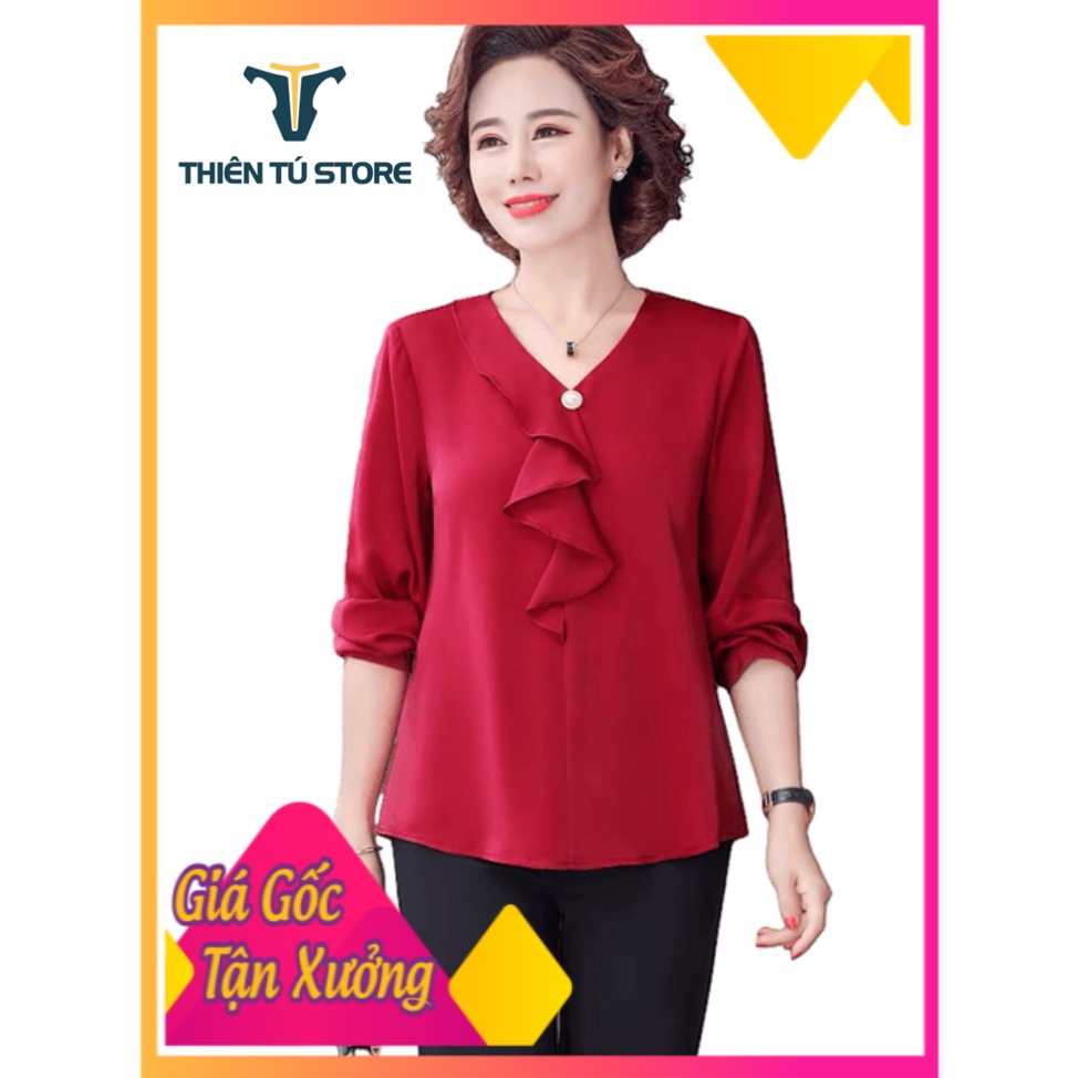 Áo sơ mi nữ trung niên Thiên Tú kiểu dáng tinh tế sang trọng , chất liệu voan thoáng mát dễ chịu thấm hút mồ hôi tốt